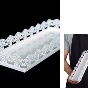 Decorative Rectangle Metal Tray White 30cm