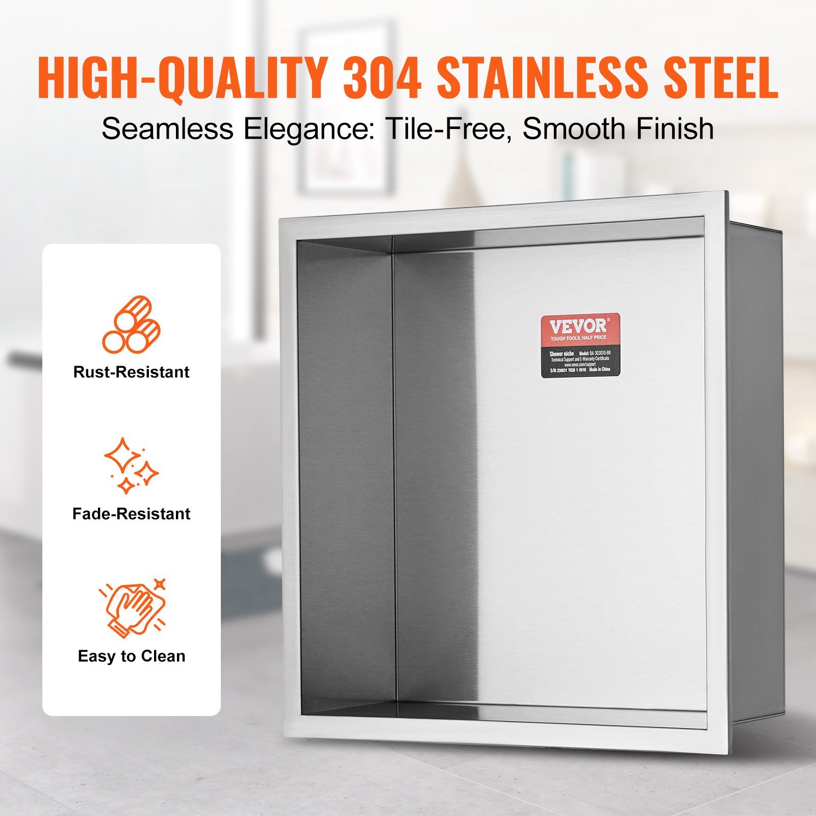 33.02 x 33.02 cm No Tile Shower Niche 304 Stainless Steel, Wall-Inserted Niche Recessed Double Shelves, Sealed Waterproof Rust-Resistant Modern Niche for Shower Bathroom Soap Storage, Silver - V952-BXGLYBK1C13YZKIQ0V0 33.02 x 33.02 cm No Tile Shower Niche 304 Stainless Steel, Wall-Inserted Niche Recessed Double Shelves, Sealed Waterproof Rust-Resistant Modern Niche for Shower Bathroom Soap Storage, Silver - Image 3
