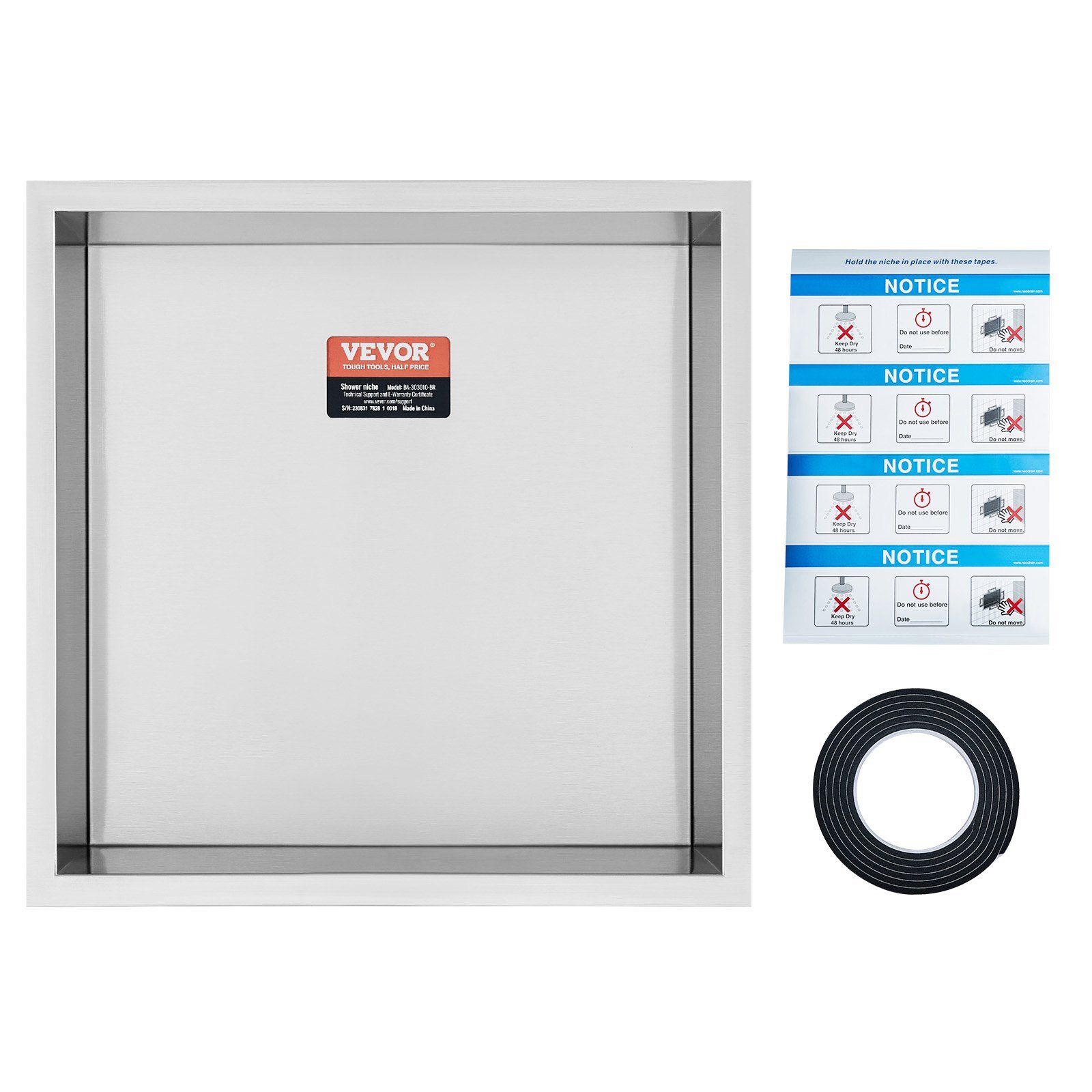 33.02 x 33.02 cm No Tile Shower Niche 304 Stainless Steel, Wall-Inserted Niche Recessed Double Shelves, Sealed Waterproof Rust-Resistant Modern Niche for Shower Bathroom Soap Storage, Silver - V952-BXGLYBK1C13YZKIQ0V0 33.02 x 33.02 cm No Tile Shower Niche 304 Stainless Steel, Wall-Inserted Niche Recessed Double Shelves, Sealed Waterproof Rust-Resistant Modern Niche for Shower Bathroom Soap Storage, Silver - Image 9