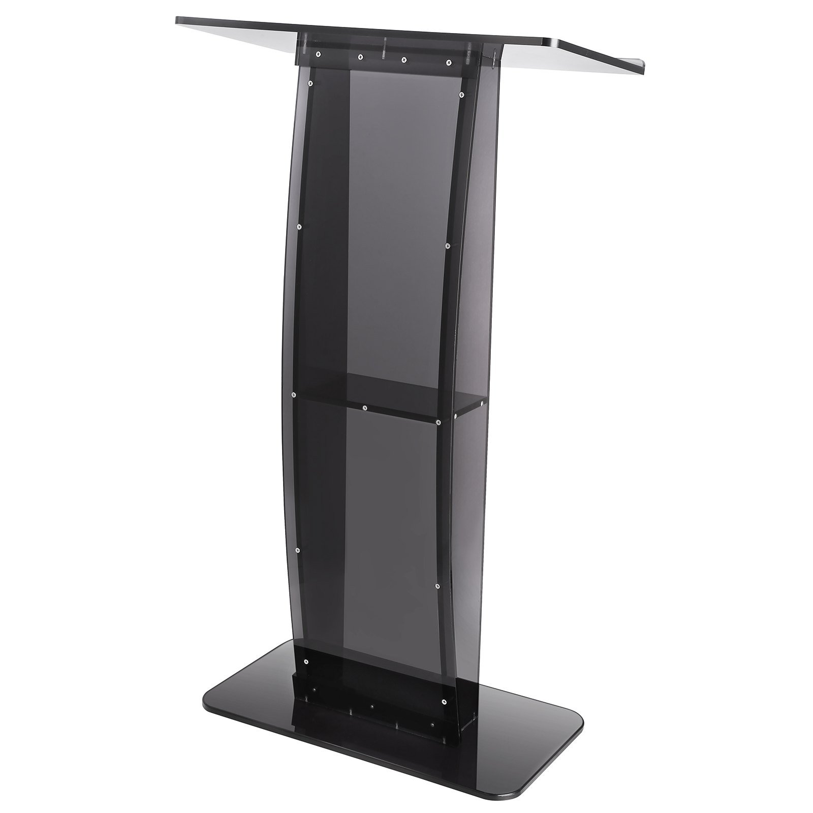 Acrylic Podium, 47" Tall, Acrylic Podium Stand with Wide Reading Surface & Storage Shelf, Floor-standing Clear Pulpits Acrylic for Church Office School, Black - V952-CTSJTHSTMYK47UDDCV0 Acrylic Podium, 47" Tall, Acrylic Podium Stand with Wide Reading Surface & Storage Shelf, Floor-standing Clear Pulpits Acrylic for Church Office School, Black - Image 9