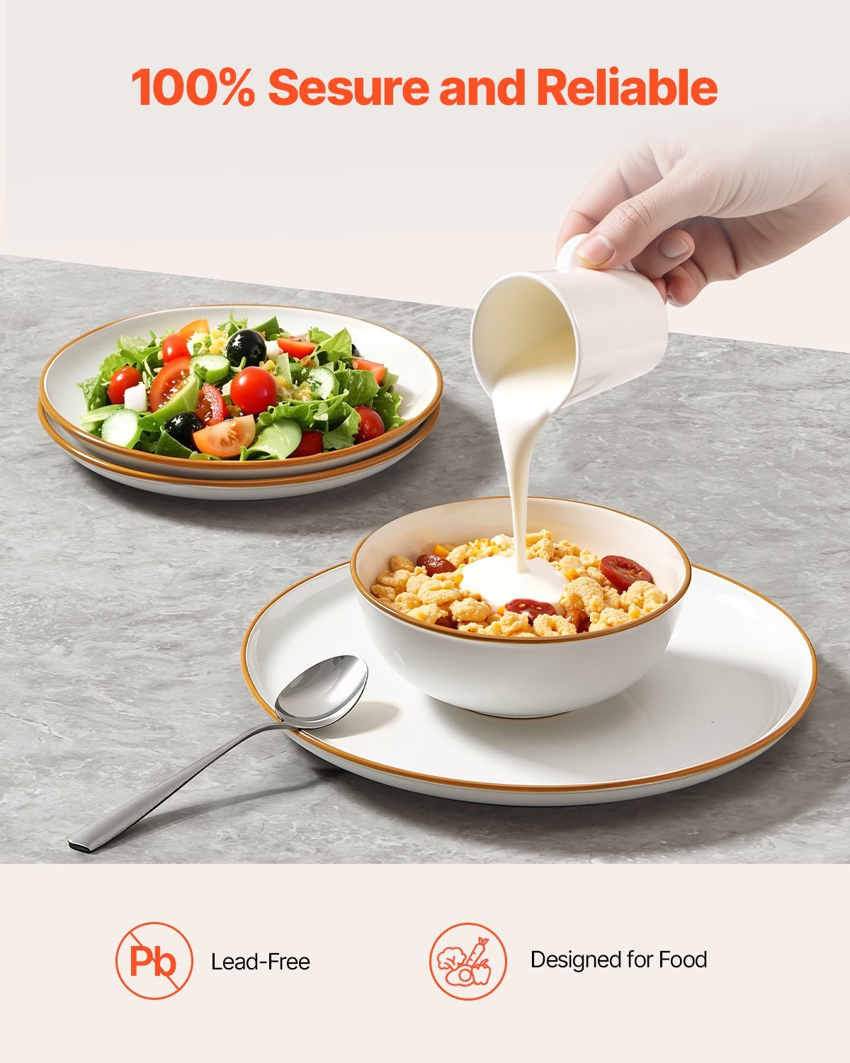 18 PCS Dinnerware Set Ceramic Plates and Bowls Sets Service for 6 White - V952-YXKSMBSYXKS1DV8NNV0 18 PCS Dinnerware Set Ceramic Plates and Bowls Sets Service for 6 White - Image 4