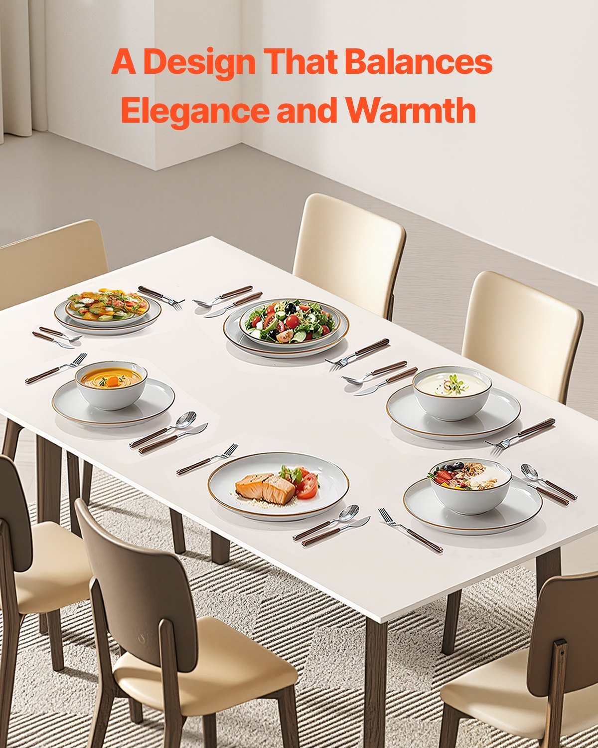 18 PCS Dinnerware Set Ceramic Plates and Bowls Sets Service for 6 White - V952-YXKSMBSYXKS1DV8NNV0 18 PCS Dinnerware Set Ceramic Plates and Bowls Sets Service for 6 White - Image 7