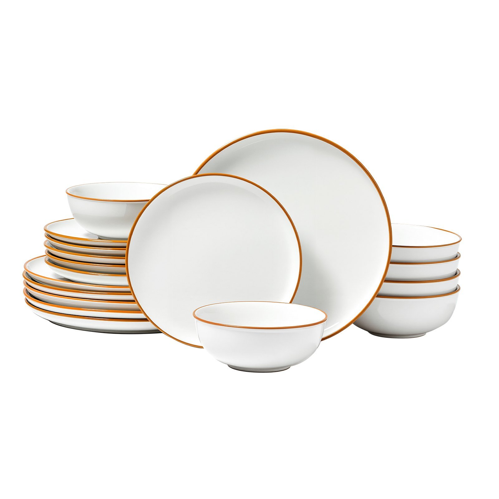 18 PCS Dinnerware Set Ceramic Plates and Bowls Sets Service for 6 White - V952-YXKSMBSYXKS1DV8NNV0 18 PCS Dinnerware Set Ceramic Plates and Bowls Sets Service for 6 White - Image 9
