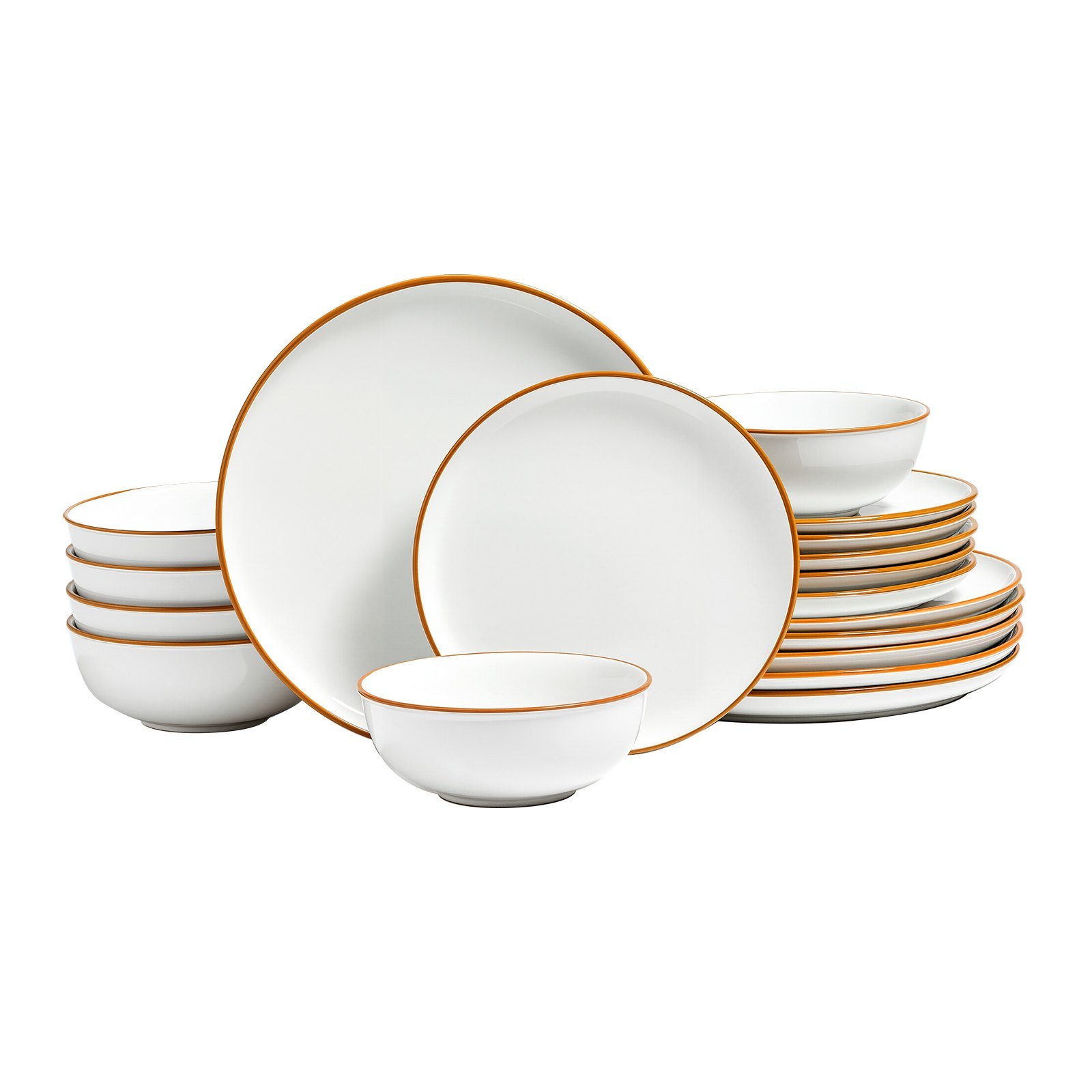 18 PCS Dinnerware Set Ceramic Plates and Bowls Sets Service for 6 White - V952-YXKSMBSYXKS1DV8NNV0 18 PCS Dinnerware Set Ceramic Plates and Bowls Sets Service for 6 White - Image 11