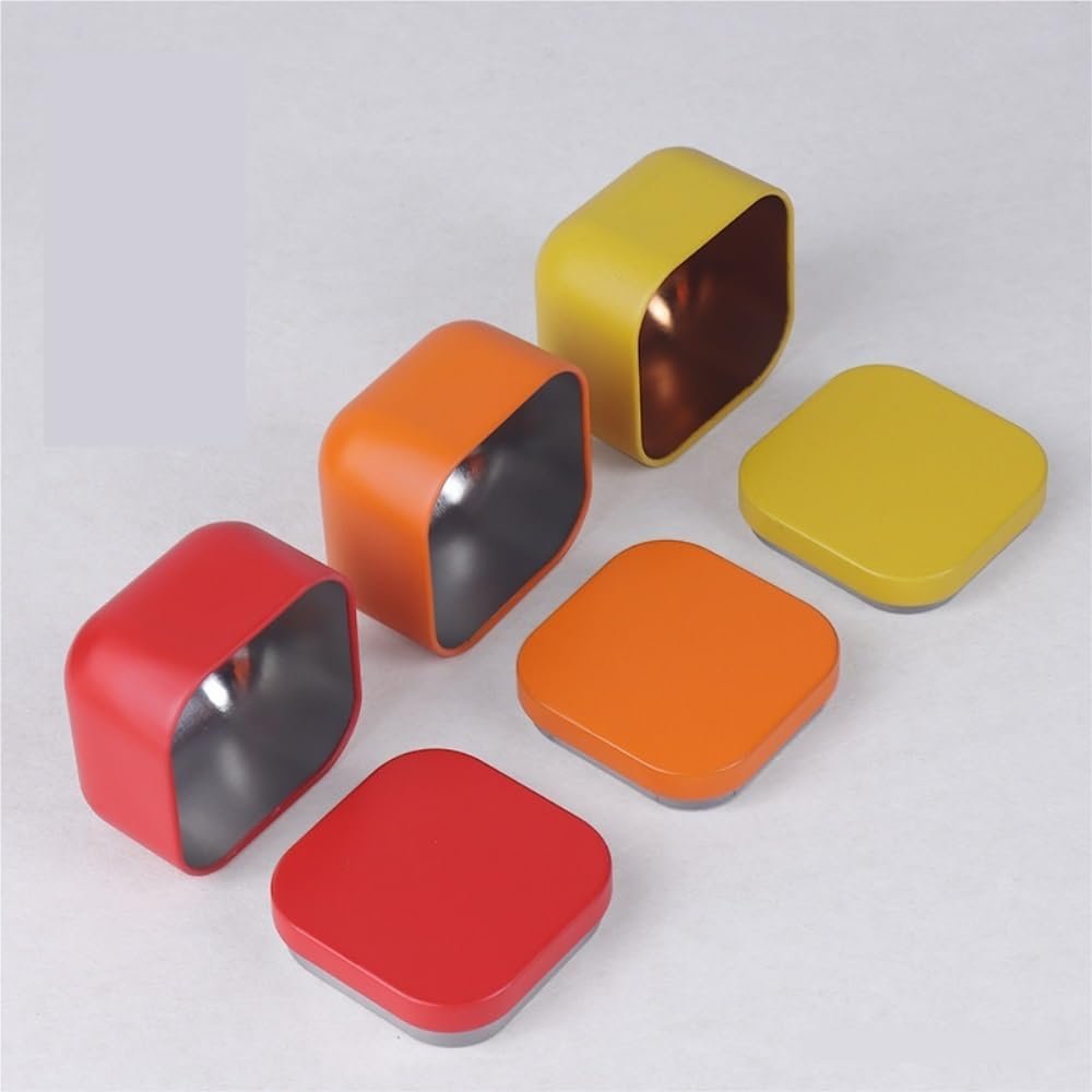 Tea box - Square tin container, tea caddy, metal candy box - V1189-WXF-260203-00109 Tea box - Square tin container, tea caddy, metal candy box - Image 3