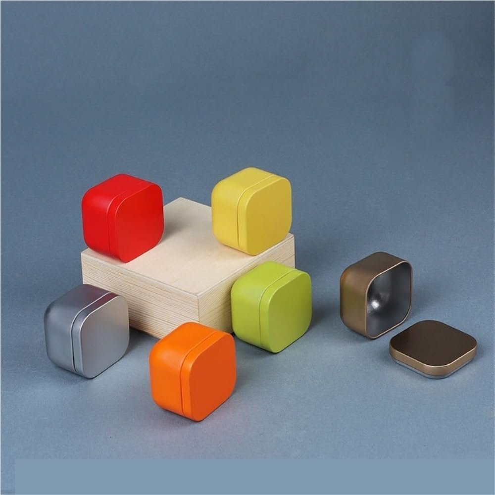 Tea box - Square tin container, tea caddy, metal candy box - V1189-WXF-260203-00109 Tea box - Square tin container, tea caddy, metal candy box - Image 5