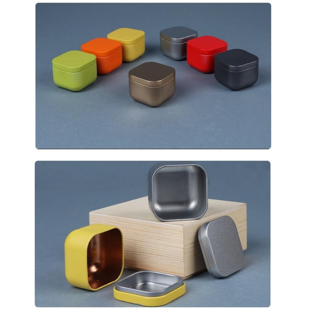 Tea box - Square tin container, tea caddy, metal candy box - V1189-WXF-260203-00109 Tea box - Square tin container, tea caddy, metal candy box - Image 6