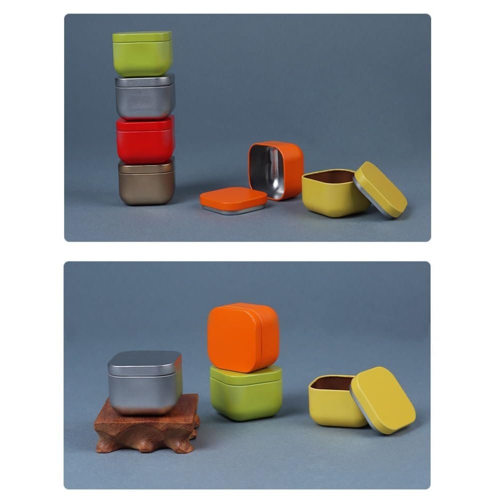 Tea box - Square tin container, tea caddy, metal candy box - V1189-WXF-260203-00109 Tea box - Square tin container, tea caddy, metal candy box - Image 7