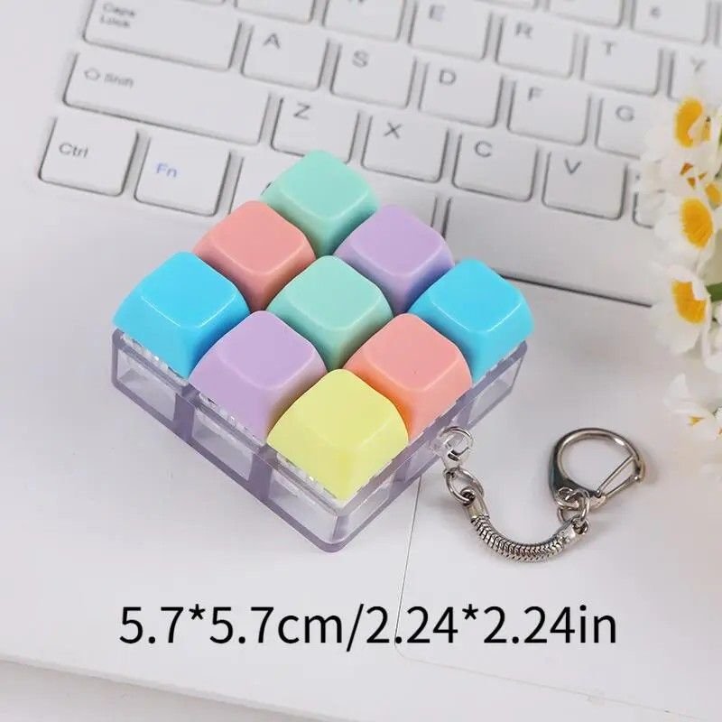 (1key/4key/9 key)3PCS Creative Fingertip Stress Reliever: Keyboard Click Sound Keychain, Colorful Fidget Ring Relaxation Companion - V1232-JPJYYSK001 (1key/4key/9 key)3PCS Creative Fingertip Stress Reliever: Keyboard Click Sound Keychain, Colorful Fidget Ring Relaxation Companion - Image 5