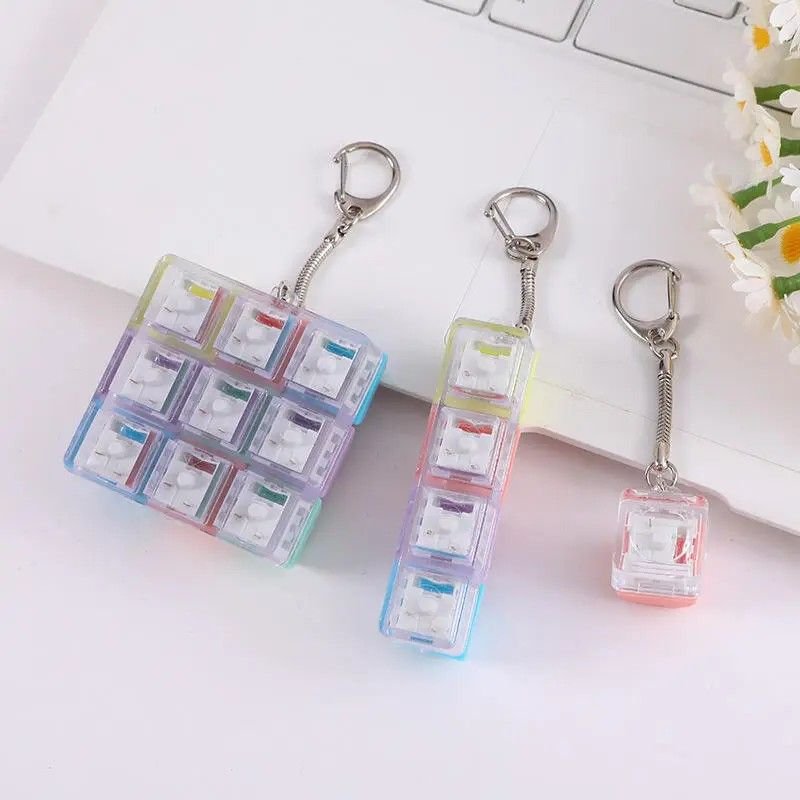 (1key/4key/9 key)3PCS Creative Fingertip Stress Reliever: Keyboard Click Sound Keychain, Colorful Fidget Ring Relaxation Companion - V1232-JPJYYSK001 (1key/4key/9 key)3PCS Creative Fingertip Stress Reliever: Keyboard Click Sound Keychain, Colorful Fidget Ring Relaxation Companion - Image 7