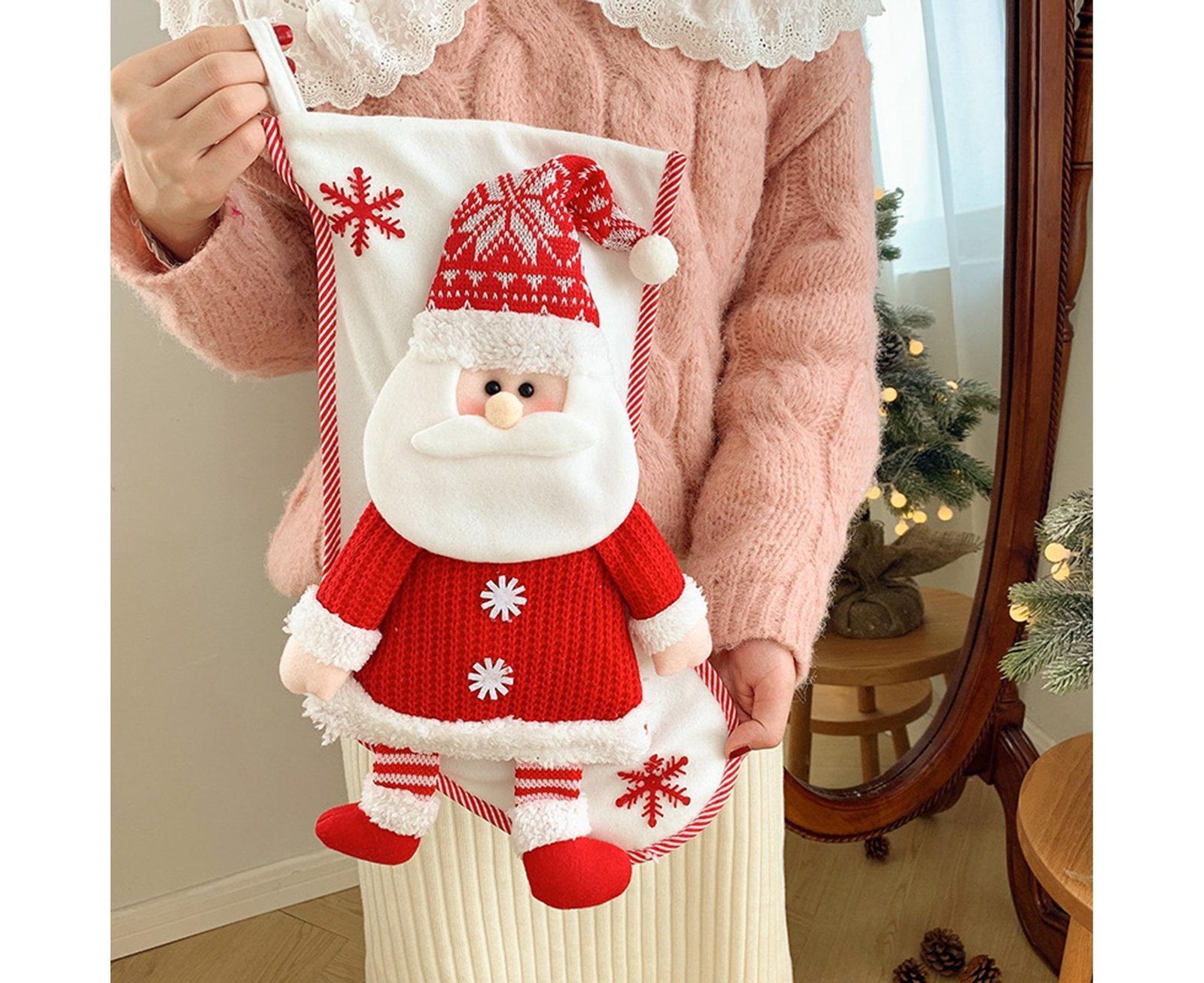 Large Capacity Xmas Stocking-White - V1263-JX-581 Large Capacity Xmas Stocking-White - Image 2