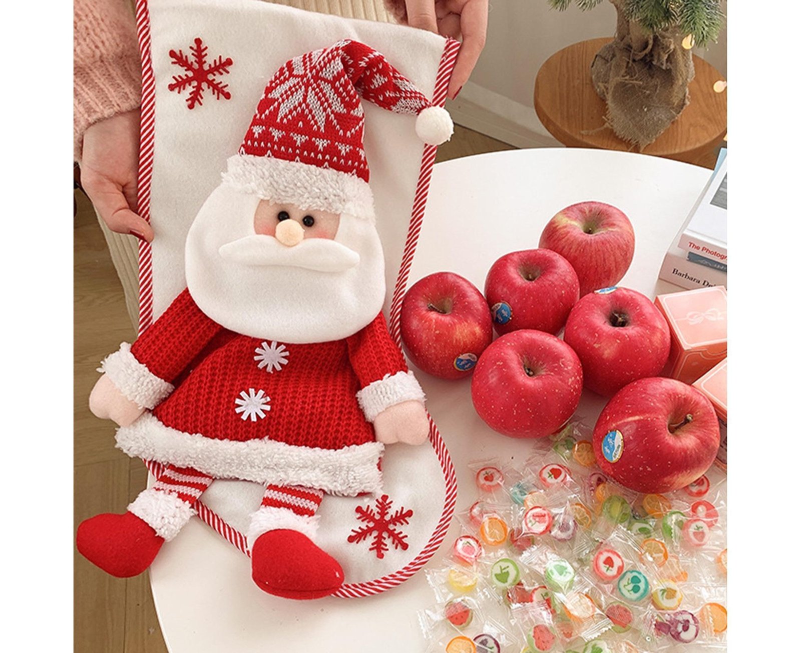 Large Capacity Xmas Stocking-White - V1263-JX-581 Large Capacity Xmas Stocking-White - Image 4