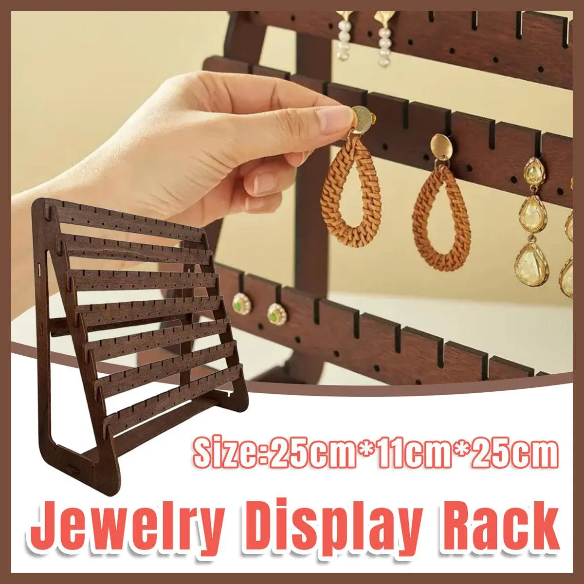Vintage Wooden Earring Holder Jewelry Display Stand Organizer for Earrings