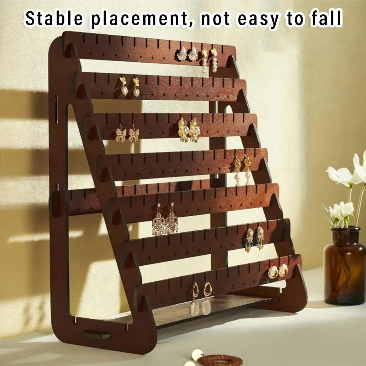 Vintage Wooden Earring Holder Jewelry Display Stand Organizer for Earrings - V528-EARRING-STAND-872769 Vintage Wooden Earring Holder Jewelry Display Stand Organizer for Earrings - Image 7