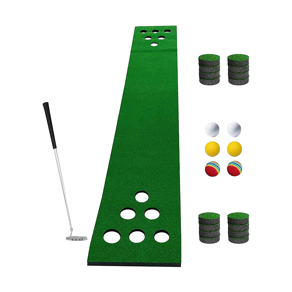 Golf Beer Pong Game Toy Set Green Golf Putting Matt with 2 Putters, 6 Balls - V63-835971 Golf Beer Pong Game Toy Set Green Golf Putting Matt with 2 Putters, 6 Balls - Image 5
