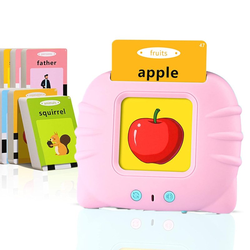 Pink Cat [Plain English] [112 Cards 224 Contents] Bilingual Early Learning Flash Card Reader - Interactive Audio Toy for Toddlers