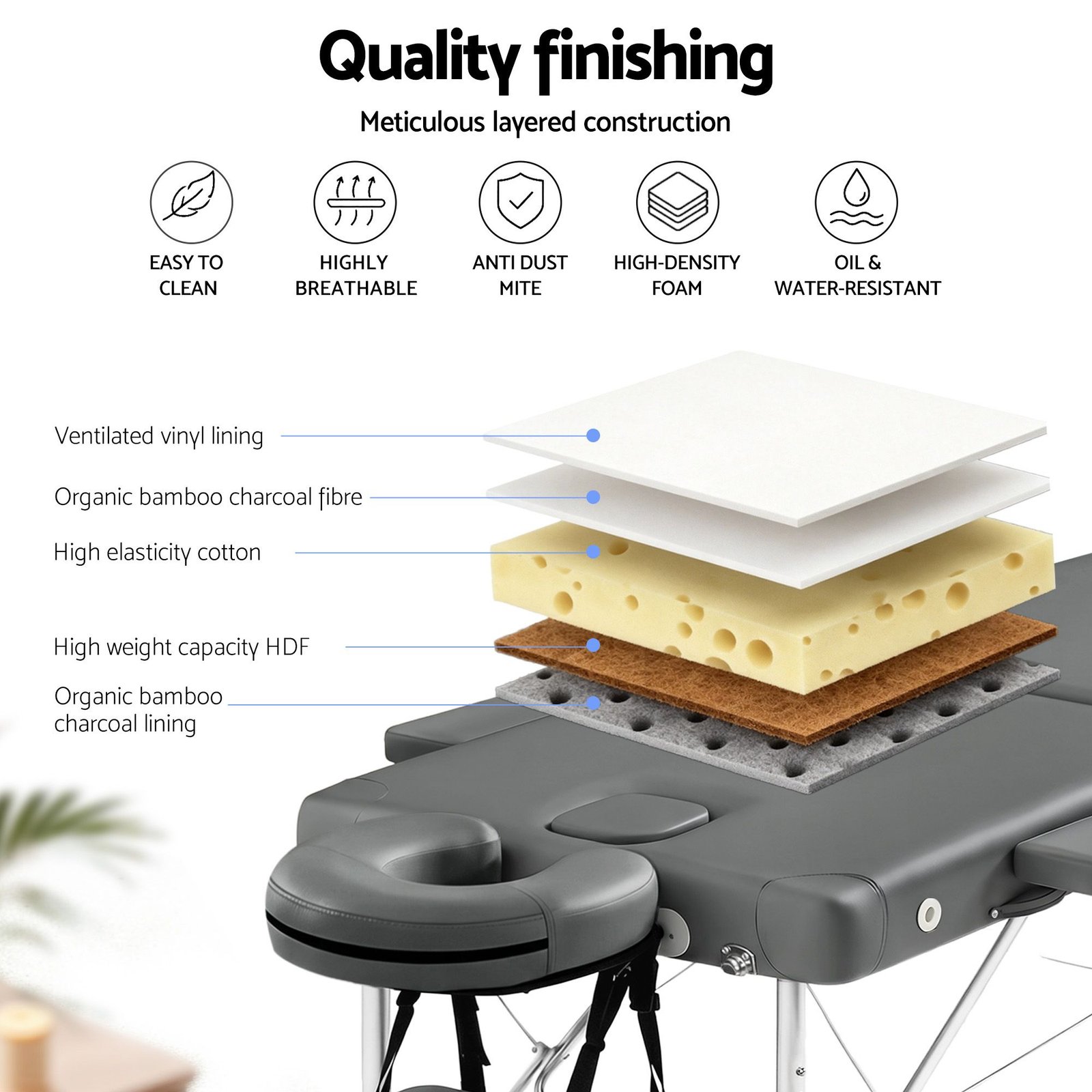 Zenses Massage Table 55cm Portable 2 Fold Aluminium Beauty Bed Grey - MT-ALUM-2FOLD-GR-55 Zenses Massage Table 55cm Portable 2 Fold Aluminium Beauty Bed Grey - Image 9