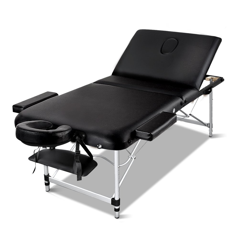 Zenses Massage Table 80cm Portable 3 Fold Aluminium Beauty Bed Black - MT-ALUM-GA301-BK-80 Zenses Massage Table 80cm Portable 3 Fold Aluminium Beauty Bed Black - Image 8