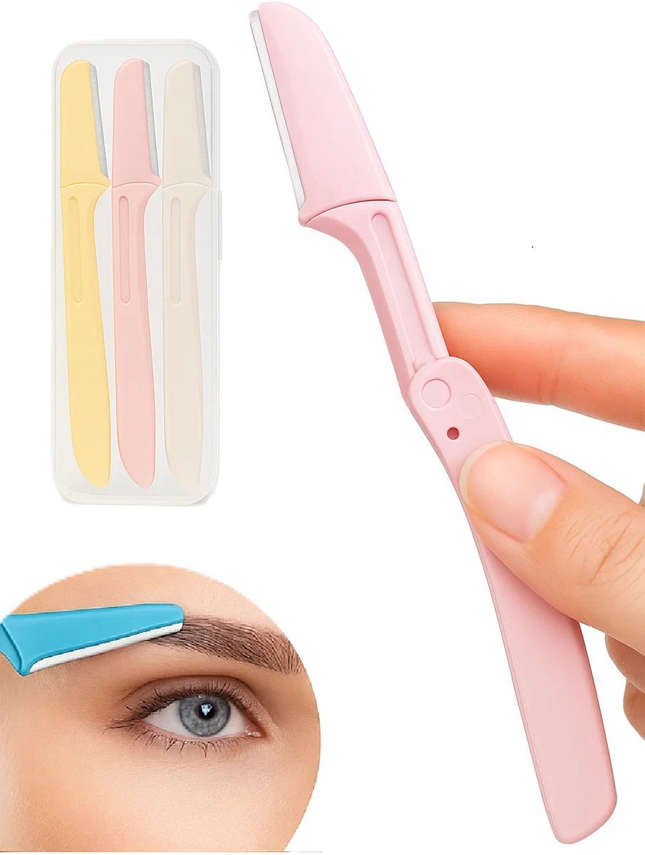 Foldable Eyebrow Scissors | Eyebrow Razor | Facial Blade | Upper Lip Hair Removal | Hair Removal Blade | Incl. Storage Box | 3 Pieces - V1188-MS101-00516-1 Foldable Eyebrow Scissors | Eyebrow Razor | Facial Blade | Upper Lip Hair Removal | Hair Removal Blade | Incl. Storage Box | 3 Pieces