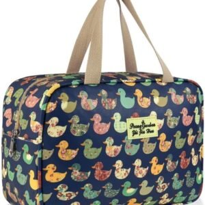 Women's toiletry bag - Large makeup bag - With handle - Waterproof - Portable - Suitable for camping and travel - Makeup bag with floral pattern