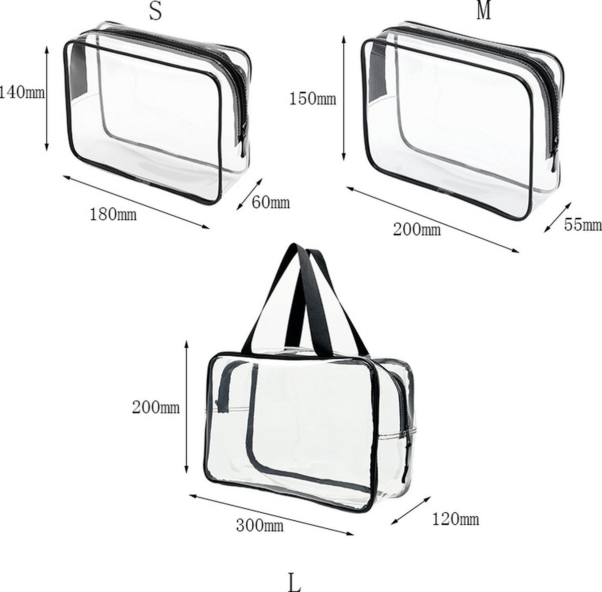 Toiletry Bag - Set of 3 - Transparent Toiletry Bag - Transparent Travel Set - Travel Toiletry Bag - Travel Bag - Make-Up Organizer - Cosmetic Bag Organizer - Make-Up Bag - Transparent Toiletry Bag - Waterproof - Hand - Hangable - Vacation - Travel - Women - V1188-MS101-02205-1 Toiletry Bag - Set of 3 - Transparent Toiletry Bag - Transparent Travel Set - Travel Toiletry Bag - Travel Bag - Make-Up Organizer - Cosmetic Bag Organizer - Make-Up Bag - Transparent Toiletry Bag - Waterproof - Hand - Hangable - Vacation - Travel - Women - Image 2