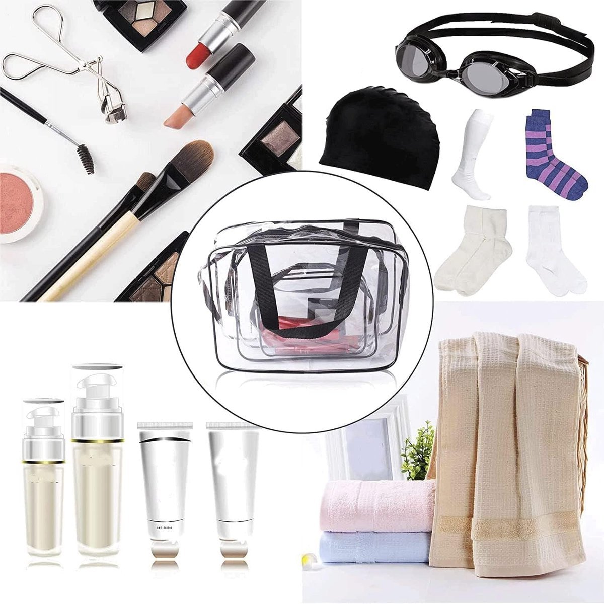 Toiletry Bag - Set of 3 - Transparent Toiletry Bag - Transparent Travel Set - Travel Toiletry Bag - Travel Bag - Make-Up Organizer - Cosmetic Bag Organizer - Make-Up Bag - Transparent Toiletry Bag - Waterproof - Hand - Hangable - Vacation - Travel - Women - V1188-MS101-02205-1 Toiletry Bag - Set of 3 - Transparent Toiletry Bag - Transparent Travel Set - Travel Toiletry Bag - Travel Bag - Make-Up Organizer - Cosmetic Bag Organizer - Make-Up Bag - Transparent Toiletry Bag - Waterproof - Hand - Hangable - Vacation - Travel - Women - Image 4