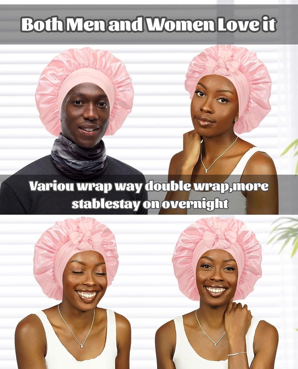 Satin Bonnet - Satin Bonnet - Satin Sleep Cap - Hairnets - Hair Cap - Sleep Cap - Satin Bonnet - Adjustable Satin Sleep Cap - Soft and comfortable - Hair care - curly hair Sleep Cap - with elastic tie band - Pink - V1188-MS101-02293-1 Satin Bonnet - Satin Bonnet - Satin Sleep Cap - Hairnets - Hair Cap - Sleep Cap - Satin Bonnet - Adjustable Satin Sleep Cap - Soft and comfortable - Hair care - curly hair Sleep Cap - with elastic tie band - Pink - Image 3