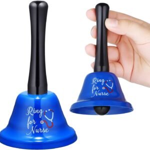 2 Pieces Ring for Nurse Bell Nurse Hand Call Bell Patient Alerting Bell Hand Ringing Alarm for Calling Attention Care Assistance Emergency