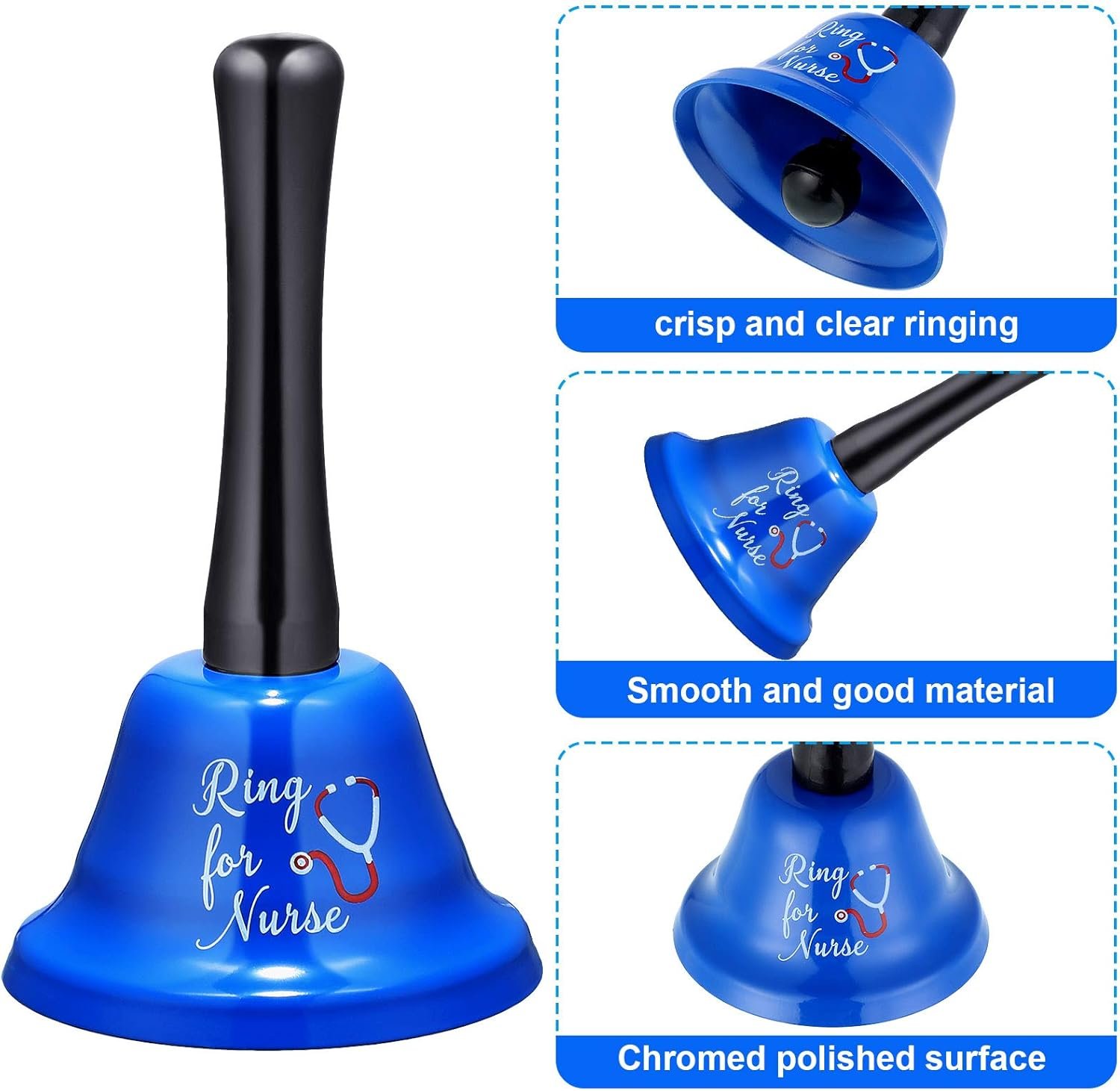 2 Pieces Ring for Nurse Bell Nurse Hand Call Bell Patient Alerting Bell Hand Ringing Alarm for Calling Attention Care Assistance Emergency - V1188-WTJ-AM-0005 2 Pieces Ring for Nurse Bell Nurse Hand Call Bell Patient Alerting Bell Hand Ringing Alarm for Calling Attention Care Assistance Emergency - Image 2