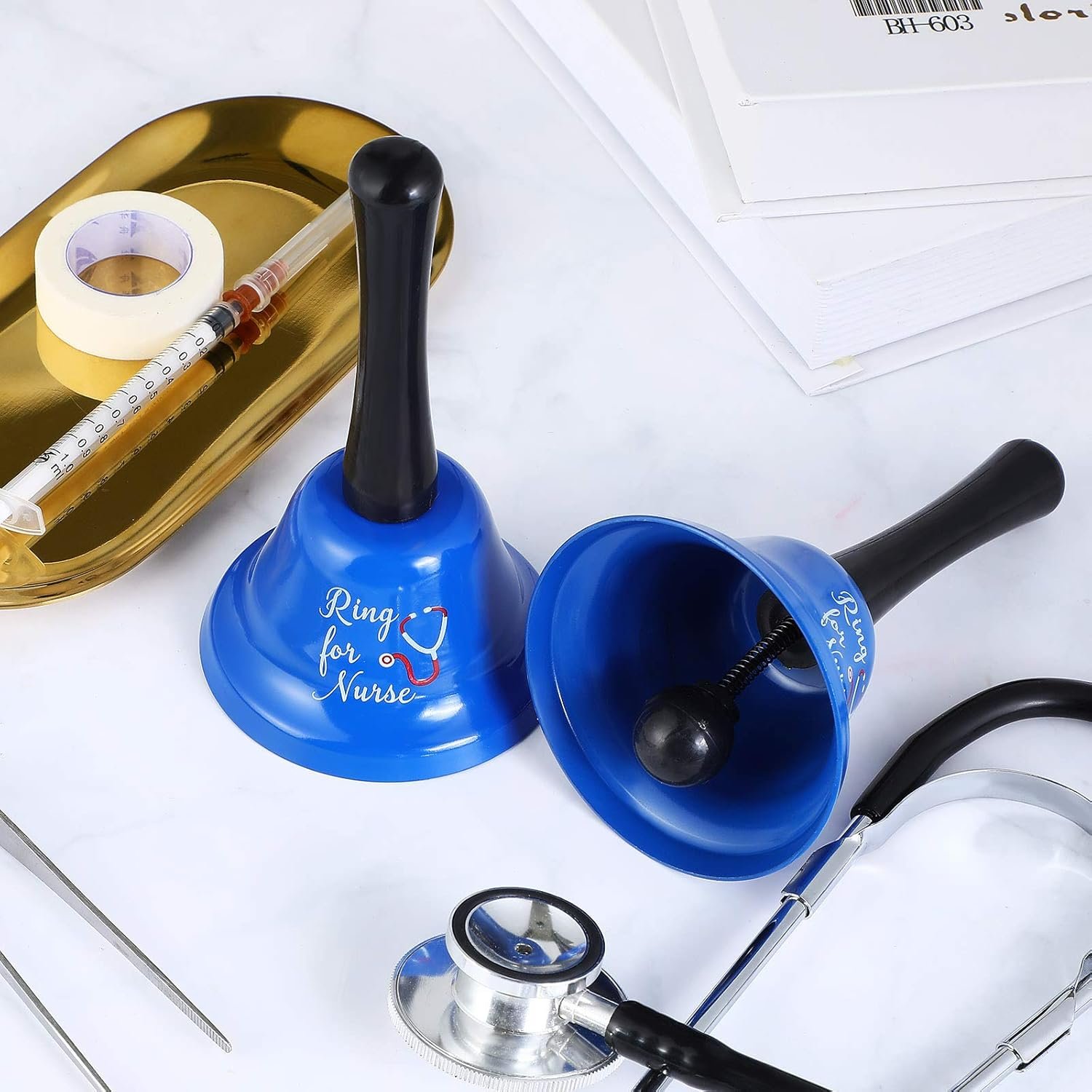 2 Pieces Ring for Nurse Bell Nurse Hand Call Bell Patient Alerting Bell Hand Ringing Alarm for Calling Attention Care Assistance Emergency - V1188-WTJ-AM-0005 2 Pieces Ring for Nurse Bell Nurse Hand Call Bell Patient Alerting Bell Hand Ringing Alarm for Calling Attention Care Assistance Emergency - Image 3