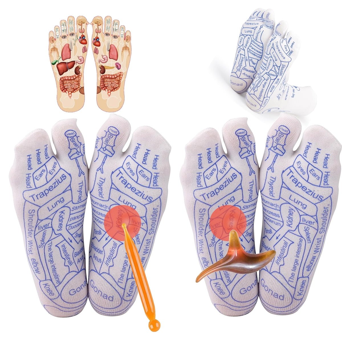 2 Pairs Reflexology Socks with Trigger Point Massage Tool, Foot Acupressure Reflexologh Socks with Massage Socks Tools ,Relief Remedy for Foot Massage(Women,2Pair) women