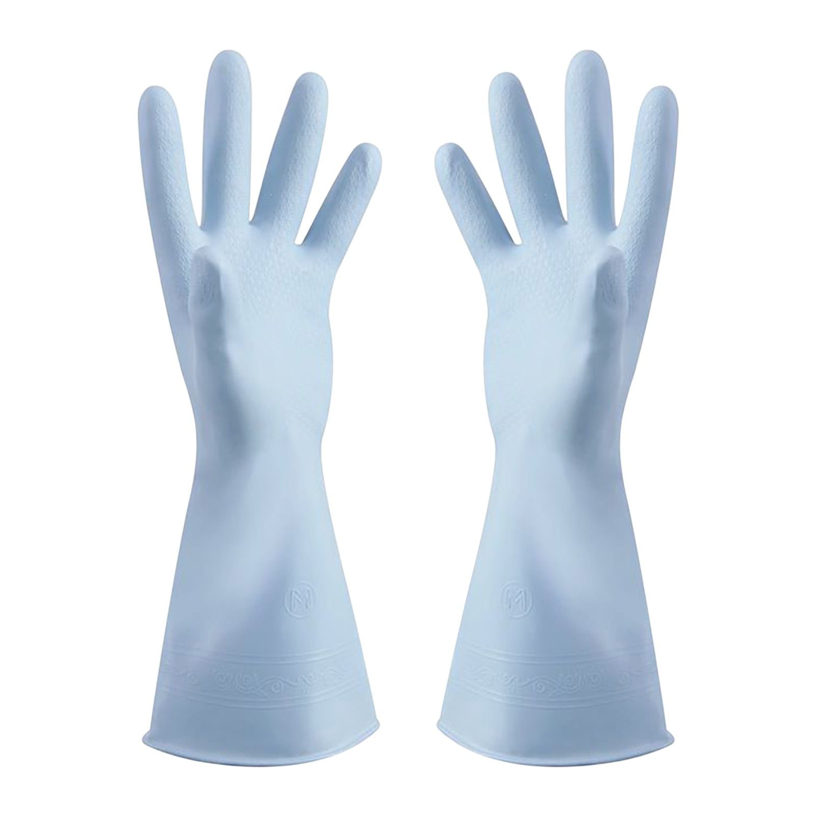 1 Pairs Rubber Gloves for Dishwashing Cleaning, Cotton Lined Household Gloves, Waterproof Gloves for Kitchen Bathroom, Reusable Gloves, Food Grade Non-Slip Household Kitchen Gloves Light blue,S
