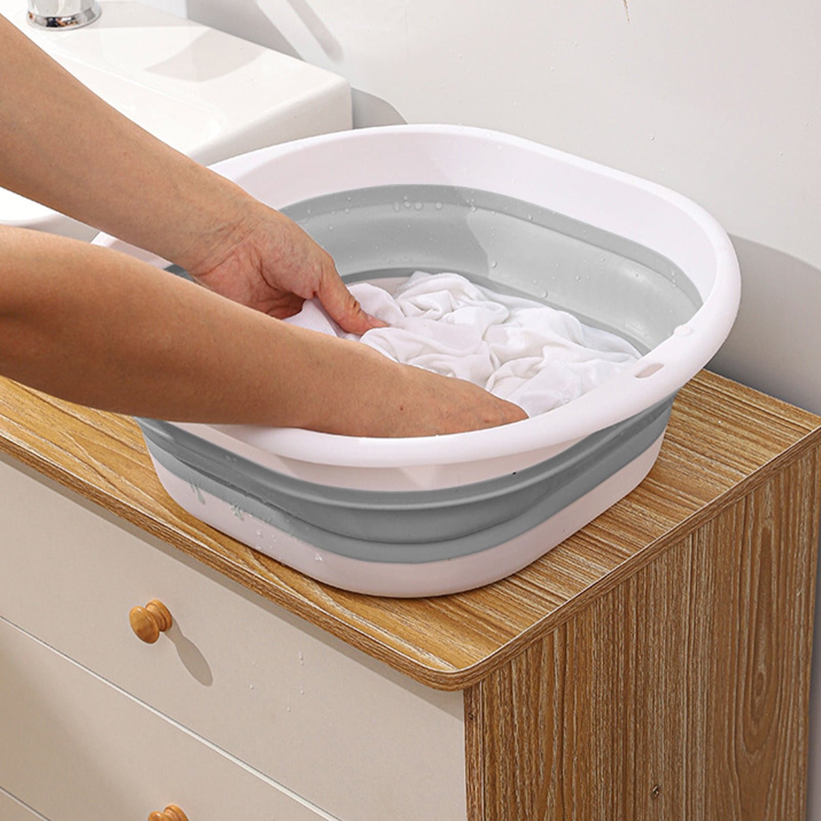 Foldable Massage Foot Bath Bucket with Retractable Design,Portable and Large Capacity for Home Use,Silicone Material with Anti-Slip Bottom,Heat Retention,Ideal for Relaxation and Spa. Gray - V1189-LWWAL-20260401-07130 Foldable Massage Foot Bath Bucket with Retractable Design,Portable and Large Capacity for Home Use,Silicone Material with Anti-Slip Bottom,Heat Retention,Ideal for Relaxation and Spa. Gray - Image 4