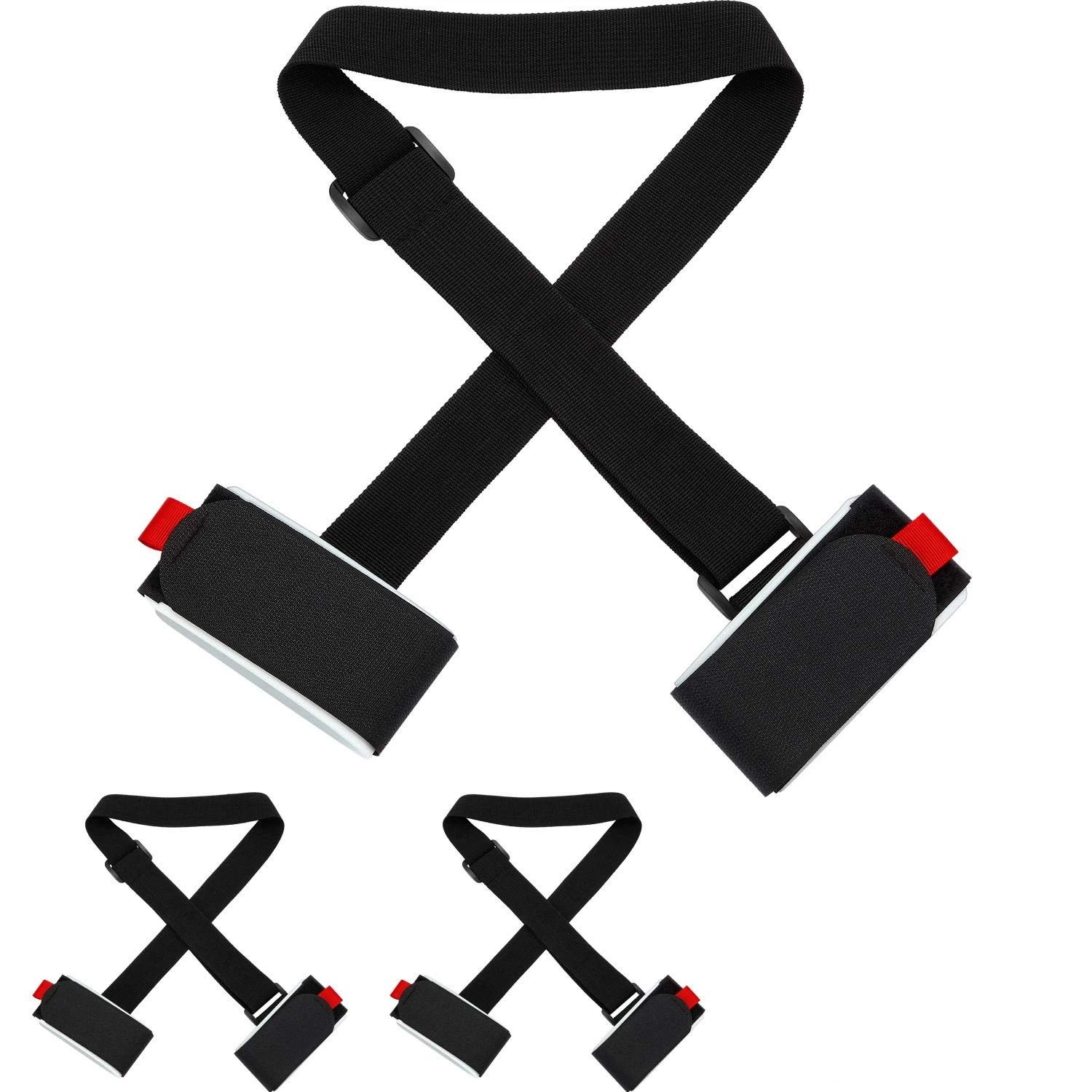 6 Pack Ski Carrier Straps Adjustable Shoulder with Cushioned Fastener Tape Strap Loop Strong for Adults Kids(black+red)