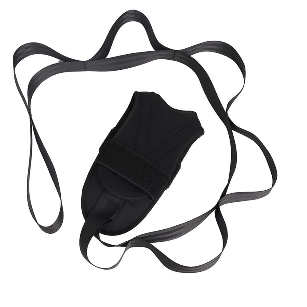 Stretch Strap with Loops for Foot and Calf - Ideal for Physical Therapy, Achilles Tendonitis Relief, and Plantar Fasciitis - Perfect for Yoga, Gymnastics, and Flexibility Training (Black)