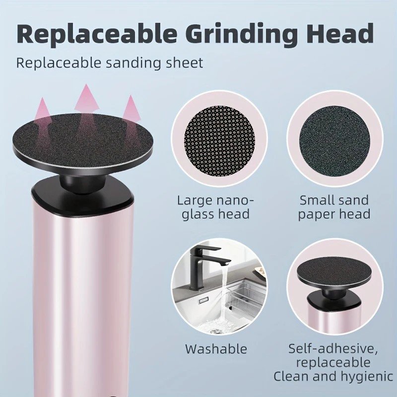 Grey Electric Foot File: 3-Speed Adjustable Nano-Level Filing, Type-C Fast Charge, Long Battery Life, Washable & Replaceable Heads, At-Home & Travel Foot Renewal Care - V1232-MQJ001 Grey Electric Foot File: 3-Speed Adjustable Nano-Level Filing, Type-C Fast Charge, Long Battery Life, Washable & Replaceable Heads, At-Home & Travel Foot Renewal Care - Image 7