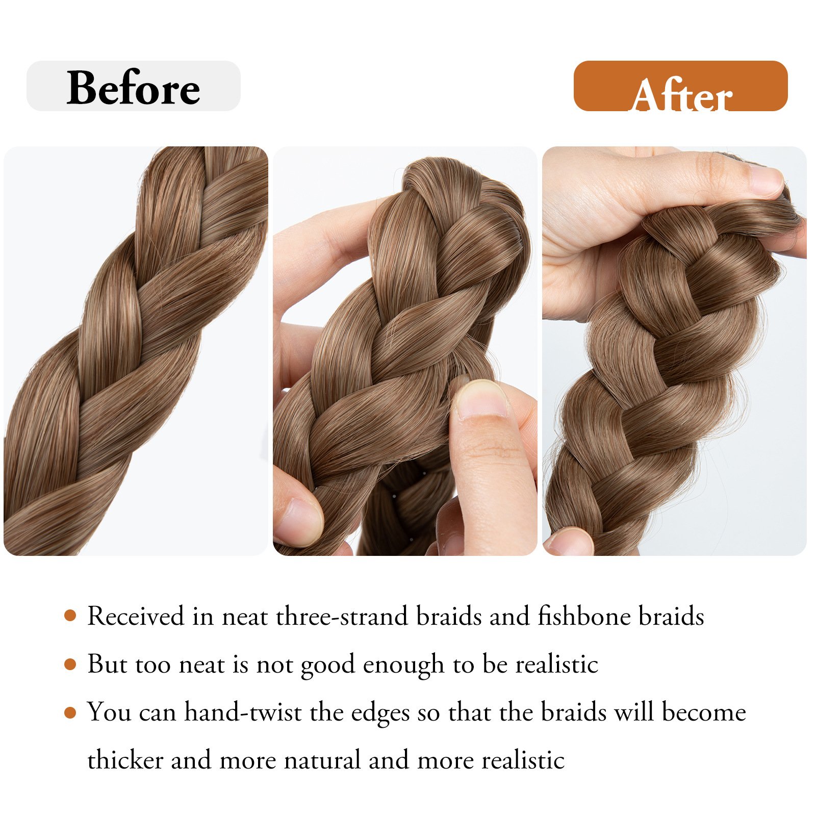 1pc Synthetic Braiding Hair with Adjustable Belt Braided Bohemian Style Women Hairstyle 10 10 Athree strand braid - V1237-ZY-203-3469 1pc Synthetic Braiding Hair with Adjustable Belt Braided Bohemian Style Women Hairstyle 10 10 Athree strand braid - Image 4