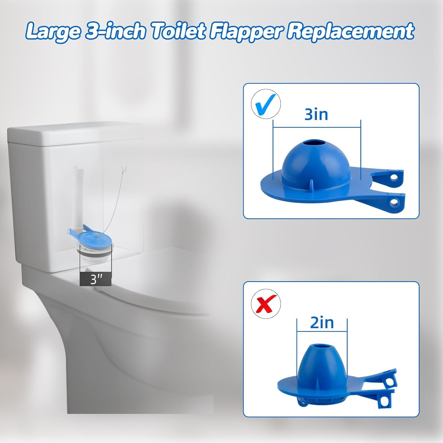2 pcs Toilet Flapper Replacement, Compatible with Gerber 99-788 and Lowes AquaSouce Original 3" Flapper Replacement for 1.28 GPF Toilets (98923, 312795, 352027, 395280, 12293)-Water Saving - V1258-DP02-B-1175 2 pcs Toilet Flapper Replacement, Compatible with Gerber 99-788 and Lowes AquaSouce Original 3" Flapper Replacement for 1.28 GPF Toilets (98923, 312795, 352027, 395280, 12293)-Water Saving - Image 6
