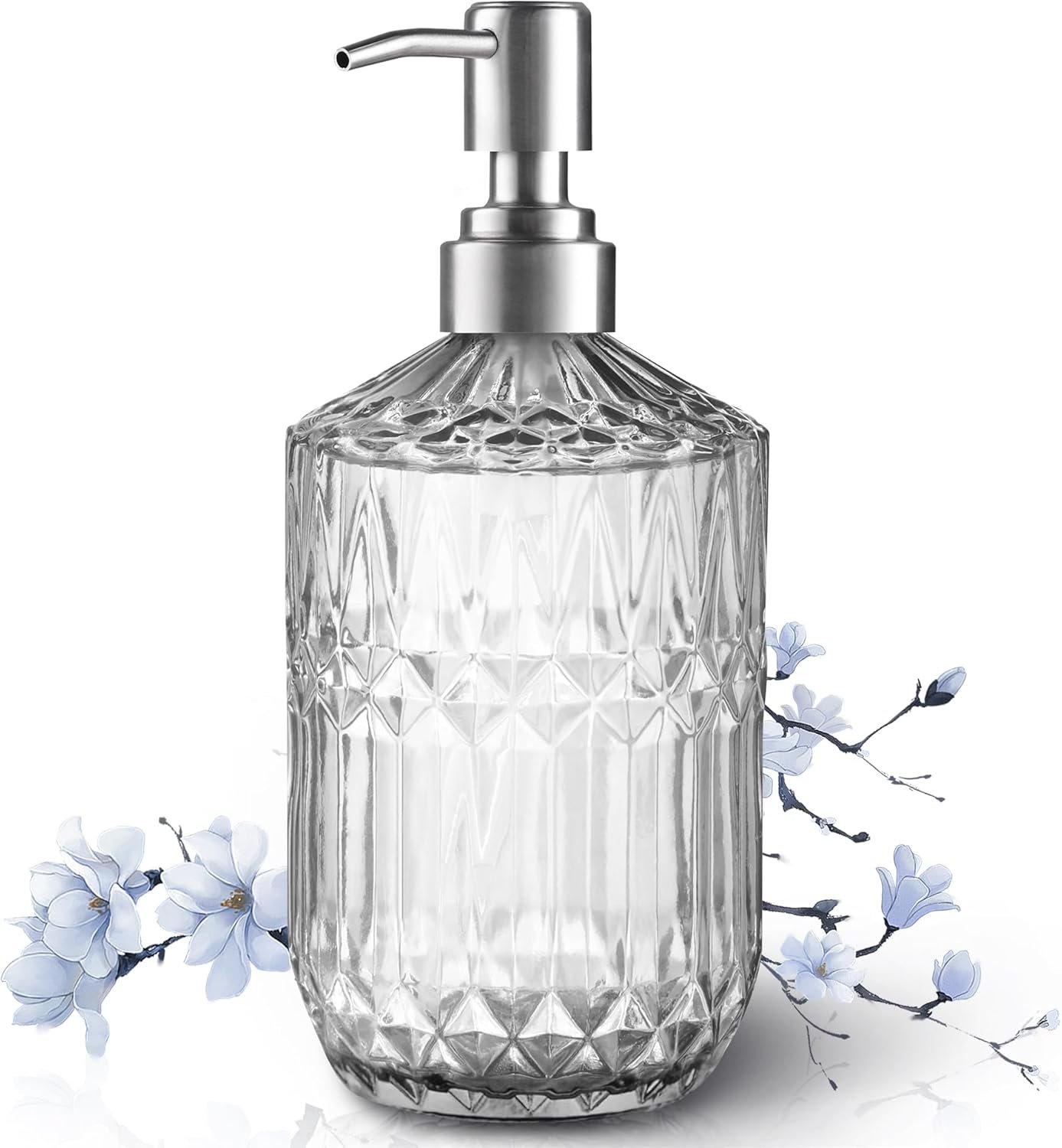 13 Oz Refillable Soap Dispenser, Glass Soap Dispenser for Dispense Hand Soap, Dish Soap, Lotion 2pack (Clear) - V1258-DP02-B-1825 13 Oz Refillable Soap Dispenser, Glass Soap Dispenser for Dispense Hand Soap, Dish Soap, Lotion 2pack (Clear)