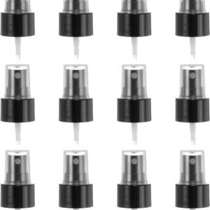 12 Pcs Black Spray Top, 24/410 Fine Mist Sprayer Reusable Replacement Spray Bottle Pump Plastic Top for Cosmetic Perfume and Body Sprays Bottle