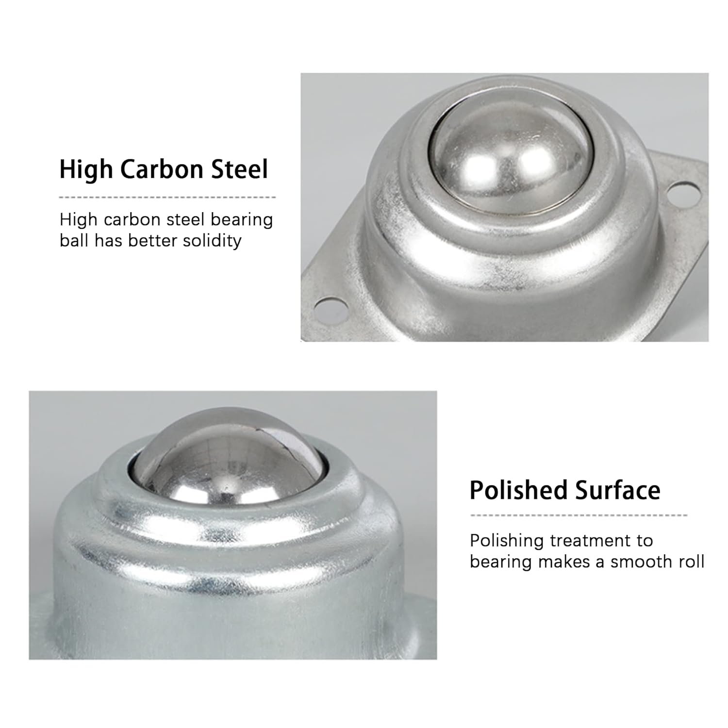 1” Rolling Ball Transfers 8 pcs, Universal Transfer Bearings of 400 Lbs Load Capacity, Two-Hole Flange Mounted Roller Bearings for Conveyor Transmission Furniture Wheelchair - V1258-DP02-C-94 1” Rolling Ball Transfers 8 pcs, Universal Transfer Bearings of 400 Lbs Load Capacity, Two-Hole Flange Mounted Roller Bearings for Conveyor Transmission Furniture Wheelchair - Image 3