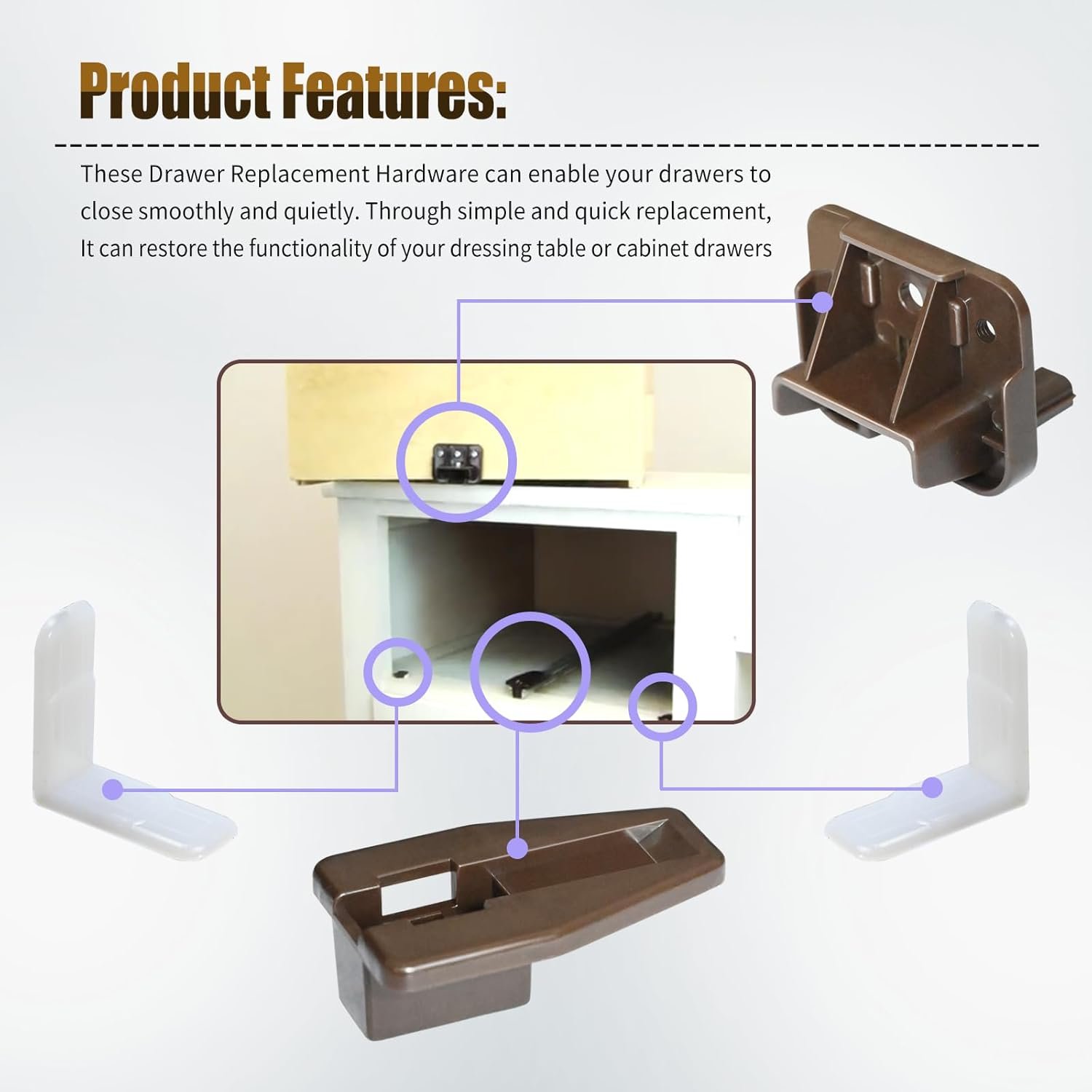 5 Set R 7321 Track Guide and Glides Replacement,Drawer kit Compatible with Kenlin Rite Trak 1 System, Drawer Hardware to Repair Furniture for Dressers, Hutches & Nightstand Systems - - V1259-DP01-A-5402 5 Set R 7321 Track Guide and Glides Replacement,Drawer kit Compatible with Kenlin Rite Trak 1 System, Drawer Hardware to Repair Furniture for Dressers, Hutches & Nightstand Systems - - Image 5