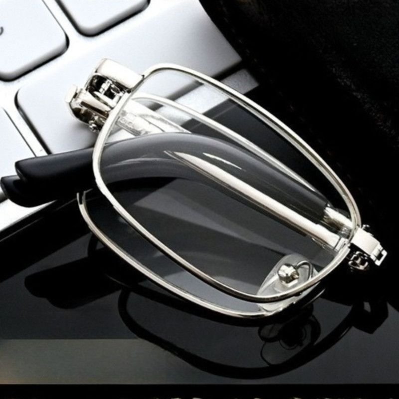 +3.00 Diopter Metal Portable Foldable Anti-Blue Light Reading Glasses, Lightweight Compact Readers for Seniors - Silver - V1265-AU-296-YIN-3-0D +3.00 Diopter Metal Portable Foldable Anti-Blue Light Reading Glasses, Lightweight Compact Readers for Seniors - Silver - Image 4
