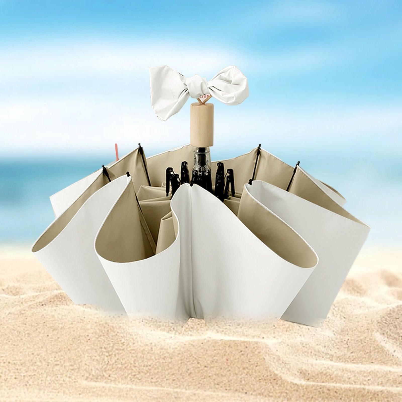 Travel Umbrella Ice Cream Color Sun Rain Proof UV Protection Foldable Portable Umbrella for Men Women White Brown - V1294-YM0703-3117230117211 Travel Umbrella Ice Cream Color Sun Rain Proof UV Protection Foldable Portable Umbrella for Men Women White Brown - Image 10