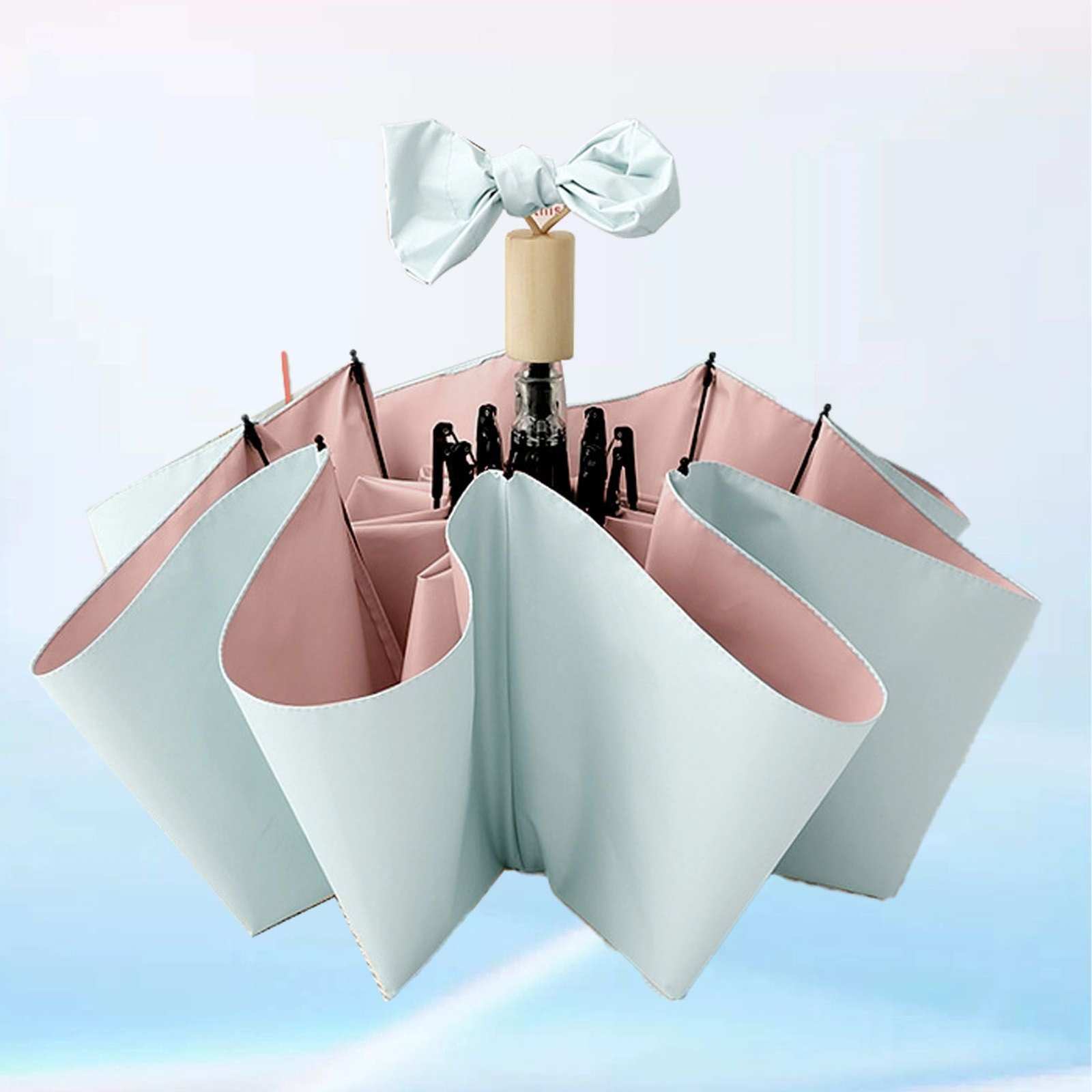 Travel Umbrella Ice Cream Color Sun Rain Proof UV Protection Foldable Portable Umbrella for Men Women Cyan Pink - V1294-YM0703-3117230117214 Travel Umbrella Ice Cream Color Sun Rain Proof UV Protection Foldable Portable Umbrella for Men Women Cyan Pink - Image 12