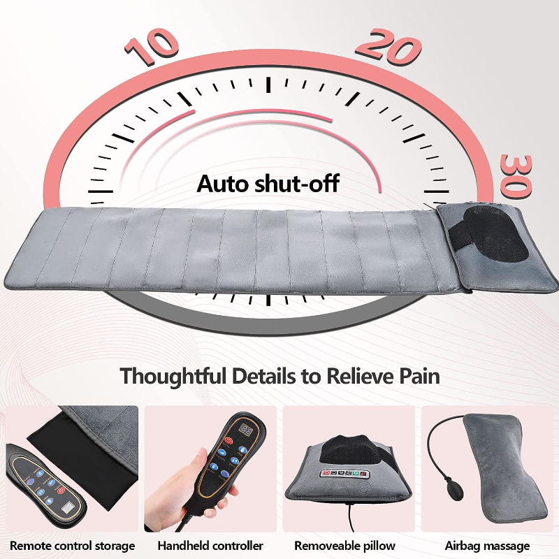 10 Vibrating Motors Massage Mat Full Body Heated Mattress Pillow Pain Relief AU - V201-MAS6010GY8AU 10 Vibrating Motors Massage Mat Full Body Heated Mattress Pillow Pain Relief AU - Image 3