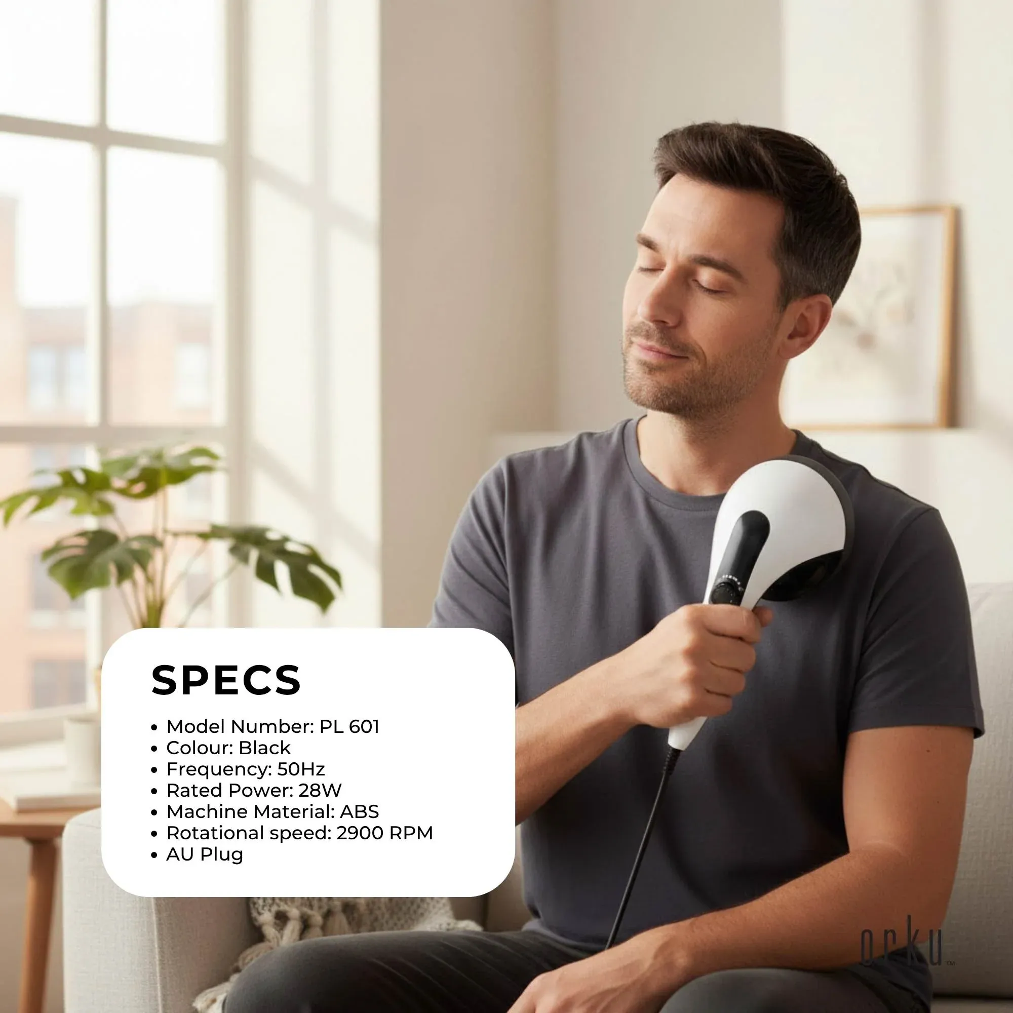 Orku Handheld Body Massager 4 Heads Adjustable Speed 28W Black - V238-SUPDZ-39885947633744 Orku Handheld Body Massager 4 Heads Adjustable Speed 28W Black - Image 6