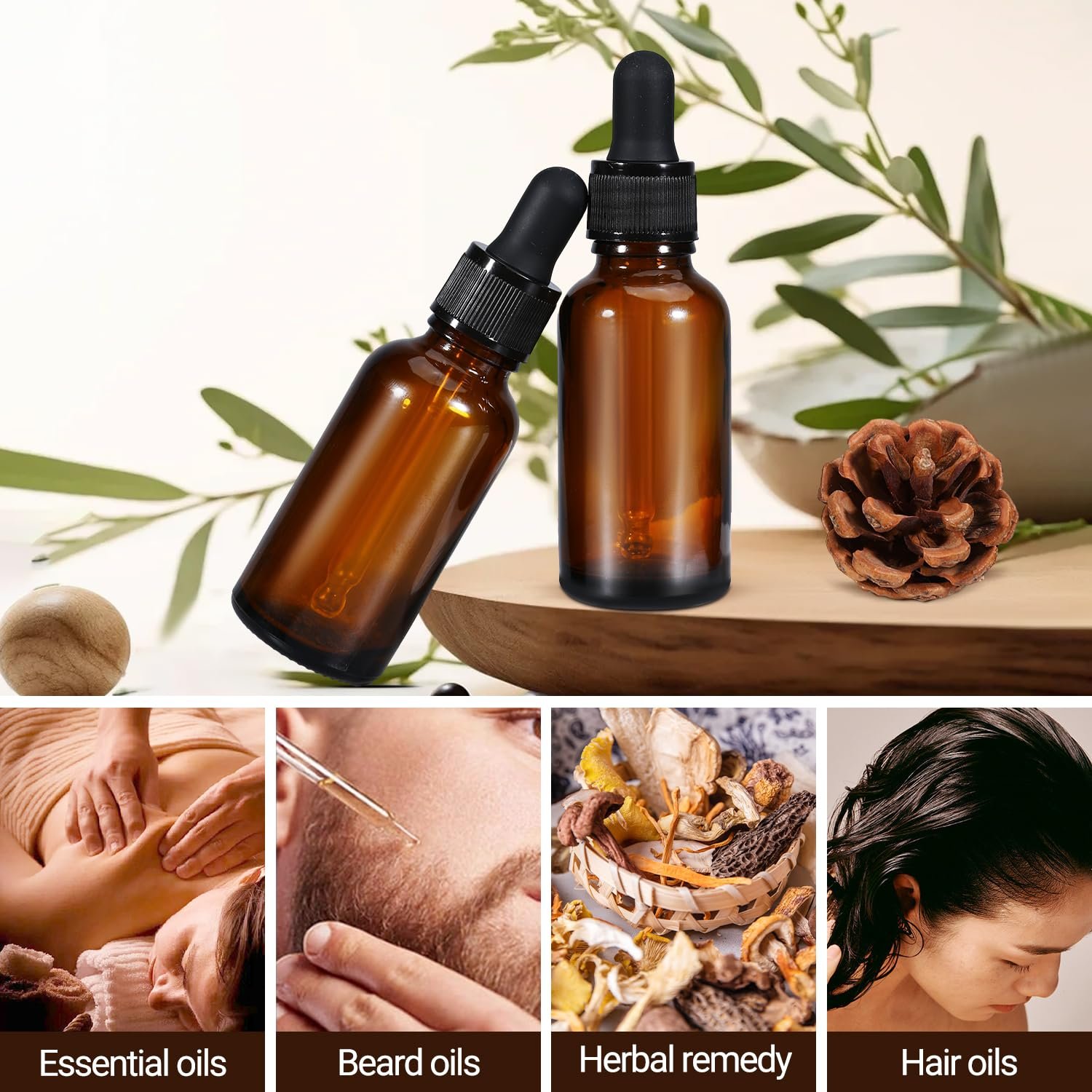 100ml (5 Pack) Amber Glass Dropper Bottle Liquid Essential Oils Bottle Bottles Leakproof Glass Tincture Bottles - V324-5XOBOTTLE-100ML 100ml (5 Pack) Amber Glass Dropper Bottle Liquid Essential Oils Bottle Bottles Leakproof Glass Tincture Bottles - Image 4