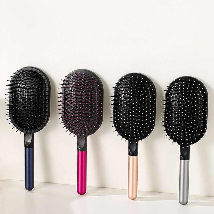 Rose Red Air Cushion Massage Paddle Brush & Wide Tooth Comb Set - Gentle Detangling for All Hair Types - V888-ELOSUNG23840 Rose Red Air Cushion Massage Paddle Brush & Wide Tooth Comb Set - Gentle Detangling for All Hair Types - Image 2