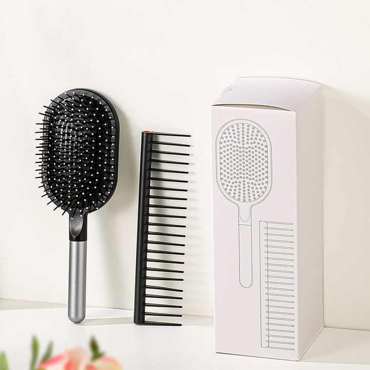 Grey Air Cushion Massage Paddle Brush & Wide Tooth Comb Set - Gentle Detangling for All Hair Types - V888-ELOSUNG23843 Grey Air Cushion Massage Paddle Brush & Wide Tooth Comb Set - Gentle Detangling for All Hair Types - Image 3